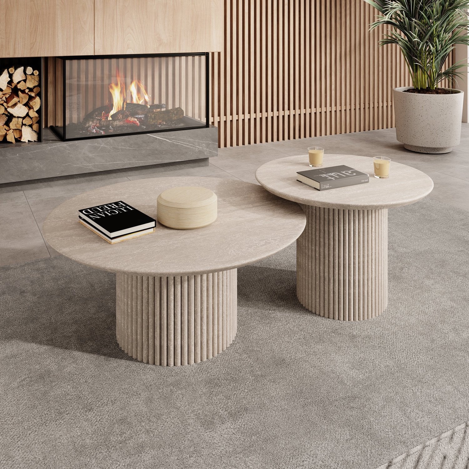 Meubella Salontafel Mixx Travertin Set van 2