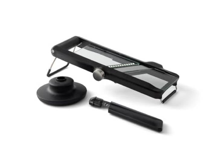 Chef'n - Mandoline en Verre/Trancheuse avec 3 Lames de Coupe\, Plastique/Acier Inoxydable\, Noir\, Coffret Cadeau\, 42 x 19 x 12 cm