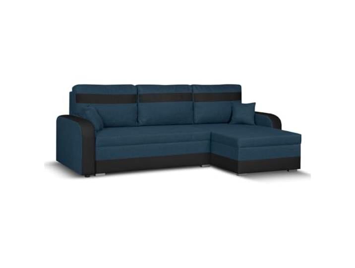 SENTO TRADE Ecksofa mit Schlaffunktion, Bettkasten, L-Form Eckcouch, Schlafsofa, Bonellfederkern, CONDI (marienblau-schwarz)