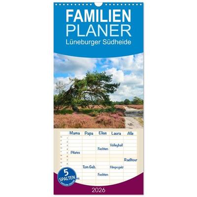 Familienplaner 2026 - Lüneburger Südheide mit 5 Spalten (Wandkalender, 21 x 45 cm) CALVENDO