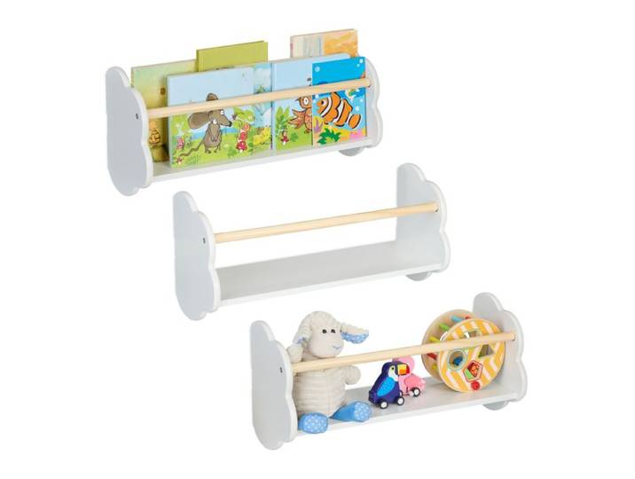 Relaxdays Bücherregal Kinder Wolke 3er Set