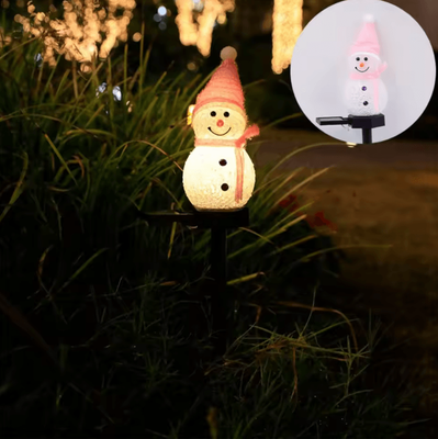 Inspire Curations Solar Snowman Garden Lights Christmas Outdoor Lawn Stake Decoration pink