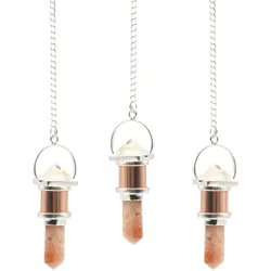 The Moon Chamber- Combo Piece Copper Pendulum -  Clear Quartz & Sunstone