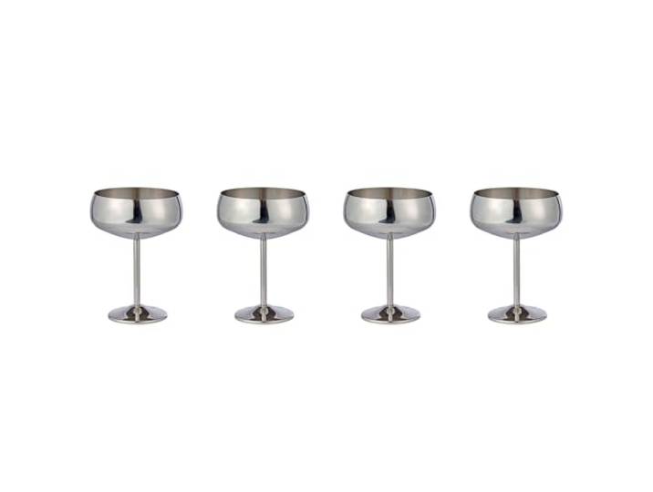 BUTLERS 4er Set Champagnerschalen 400 ml Edelstahl - MANHATTAN LOUNGE -