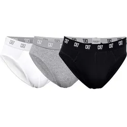 CR7  CR7 Herren Slips, 3er Pack - Briefs, Logobund, Stretch Cotton, Größe L in Schwarz Schwarz