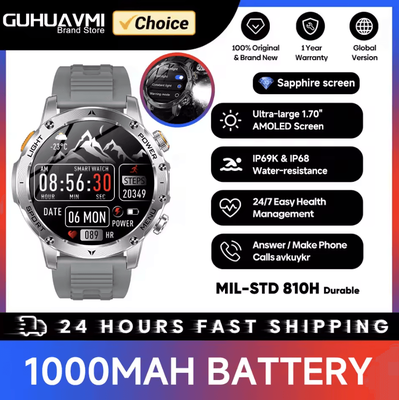 Inspire Curations TitanX Military GPS Smartwatch With 1000mAh Battery & AMOLED Display grey