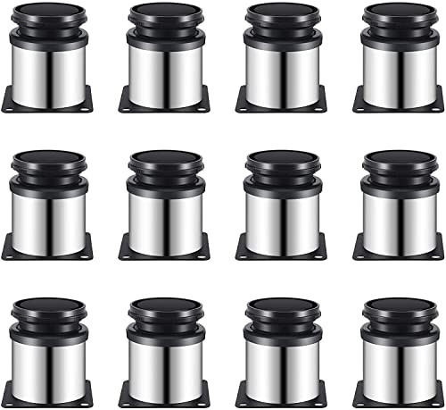 12x Verstelbare Meubelpoten van Roestvrij Staal, Hoogte 0-15 mm