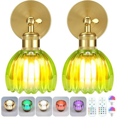 Uplift Picks Rechargeable Wireless Wall Light With 15 Color Detachable Bulb green (2 Sets) 15 Rgb