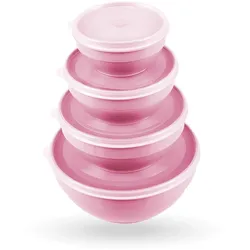 Bestgoodies Vorratsdosen 12er Set "Rund" Rosa ( 3 x 4er )