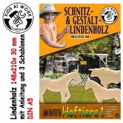 Corvus A600583 - Schnitzholz A5, Hoftiere, Lindenholz