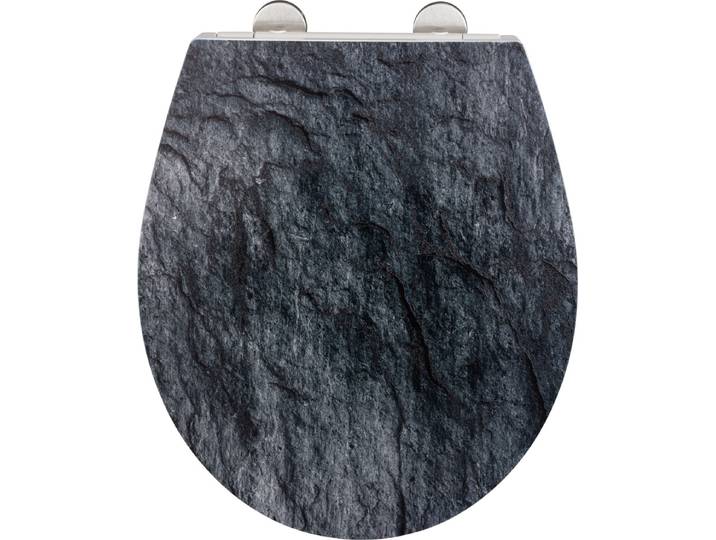 WENKO Premium WC-Sitz Slate Rock mit Relief Bruchsicher Absenkautomatik Toilette Gäste WC