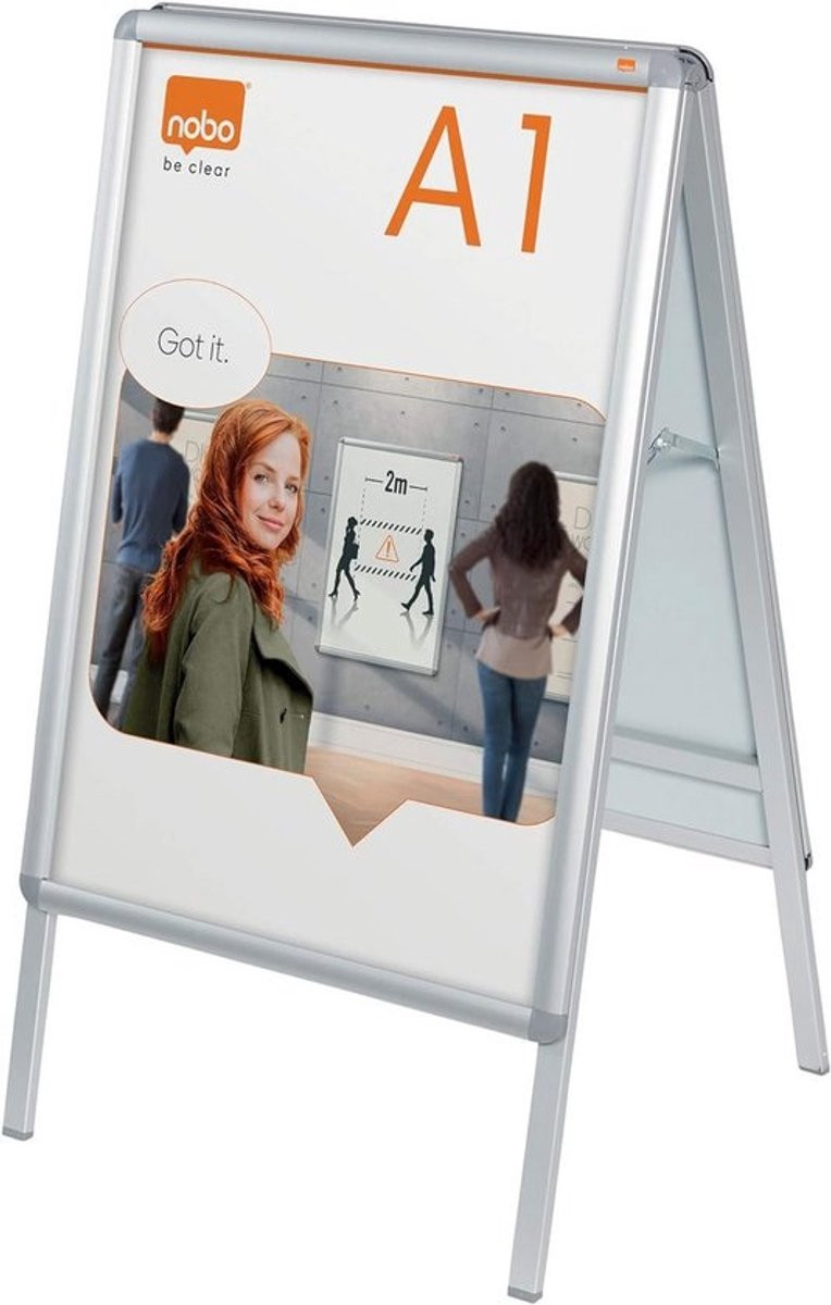 Staande Dubbelzijdige Posterhouder A1 met Clickframe en Antireflectie