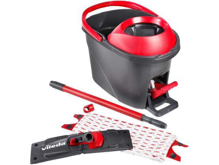 Bodenwischer-Set VILEDA ULTRAMAX 2in1 TURBO Box , schwarz (schwarz, rot), L:130cm, Kunststoff, Reinigungs-Sets, Bodenwischer-Set