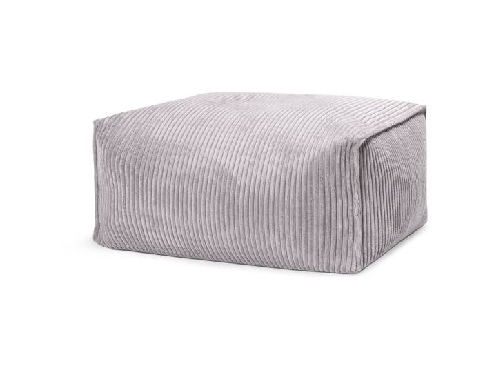 Pouf confort carré velours grosse cote gris clair 55x65x30cm