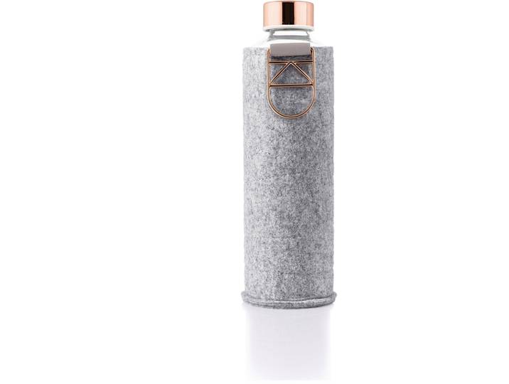 Trinkflasche EQUA Mismatch , rosa (transparent, roségoldfarben), H:25,5cm, Borosilikatglas, Trinkflaschen, Trinkflasche, Borosilikatglas, mit Filzcover und Metallgriff