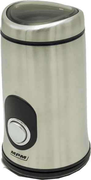 MPM Molinillo de café - UNIVERSAL MMK-02M, 150 W, Capacidad 50 g, Carcasa acero inoxidable, Tapa Transparente, Plata