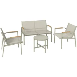 TERRASSENMÖBEL-SET 4-teilig Metall Texteline Grün