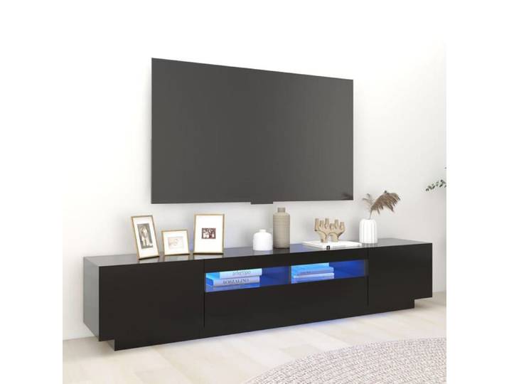 Meuble TV - Meuble Séjour - Armoire TV avec éclairage LED - Noir 200x35x40 cm - CFW810402