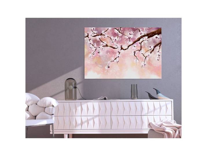home24 Afbeelding Cherry Blossoms linnen roze 120 x 80cm