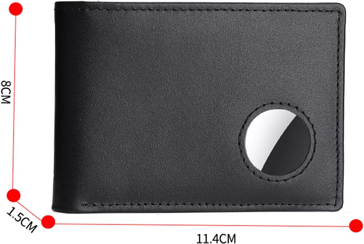 INF Schlankes RFID-blockierendes Portemonnaie mit AirTag-Halter - Herren Leder-Bifold-Portemonnaie Schwarz