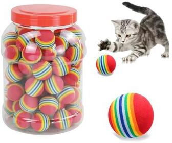 Inspire Essentials Rainbow Rattle Cat Play Ball Toy Rainbow Rattle Cat Play Ball Toy