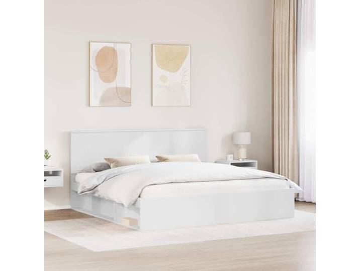 SKTQYQO Bettgestell weiß 200 x 200 cm Kiefer massiv Technisches Holz, feste Latten, modernes Design, vielseitige Verwendung für Doppelzimmer