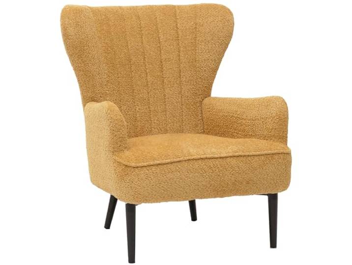 Mendler Lounge-Sessel HWC-K37 Stoff Chenille - gelb Cocktail-/Ohrensessel, Polsterstuhl, Retro, Vintage, Chenille (500g/m²)