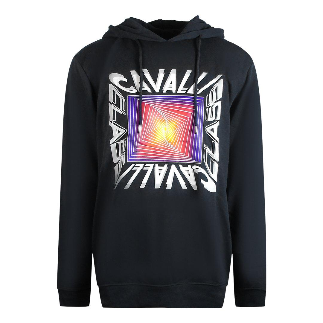 Cavalli Class asymmetrische box-design zwarte hoodie