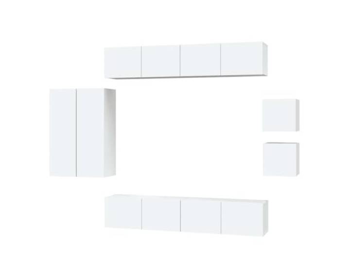 Kaorsrow 8-TLG TV-Schrank Set Wandmontage Fernsehmöbel Weiß Holzwerkstoff Modulares 8-tlg Hängeboard Set für das Wohnzimmer mit reichlich Platz für Mediengeräte und Zubehör.
