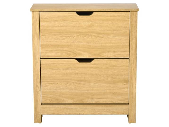 Meuble chaussure entrée HOMCOM armoire à chaussures meuble d'entrée et couloir - 2 portes abattantes 2 compartiments aspect naturel