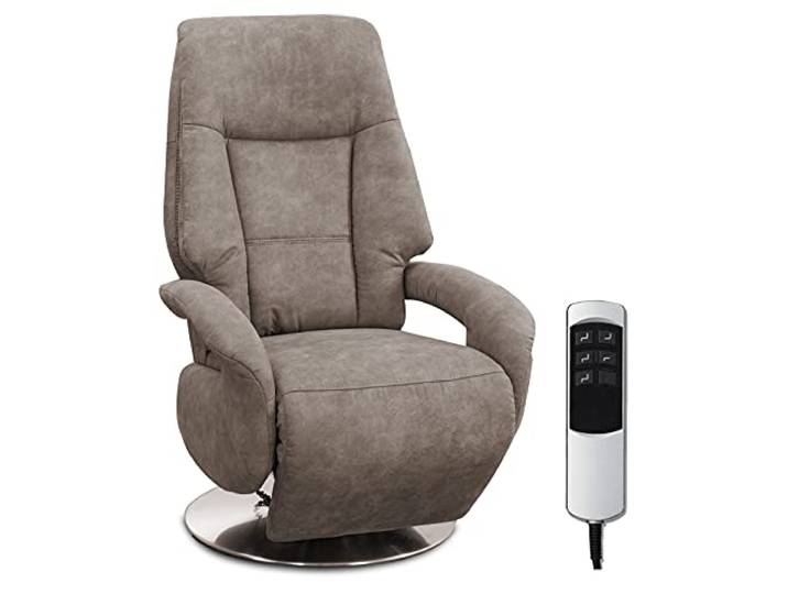CAVADORE Fauteuil TV Edinburgh avec Fonction Relaxation réglable électriquement - 2 Moteurs électriques - 74 x 114 x 77 cm - Aspect Cuir - Marron Clair