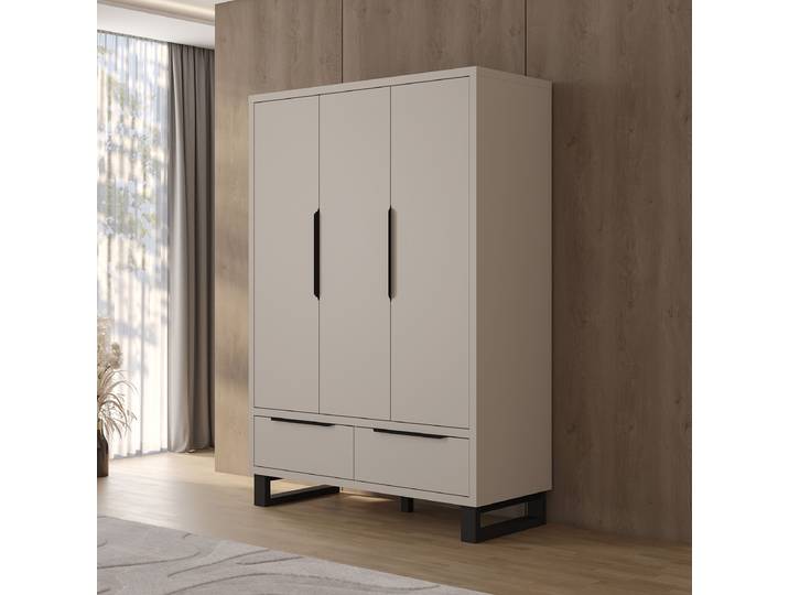 Drehtürenschrank 145cm Beige/Kaschmir