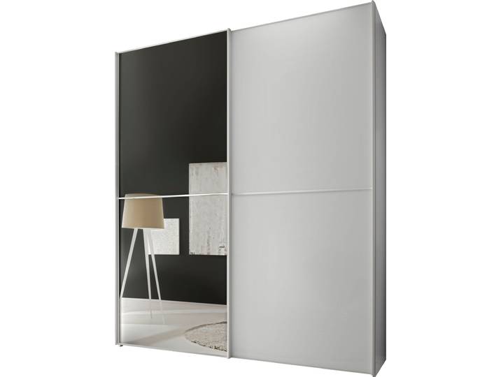 Schwebetürenschrank, Holzwerkstoff, Weiß, 225×222×68 cm, Pflegeleicht, Modern, Staud