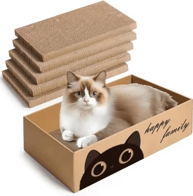 Inspire Picks Durable Cardboard Cat Scratching Pad & Bed Combo For Indoor Cats light Brown