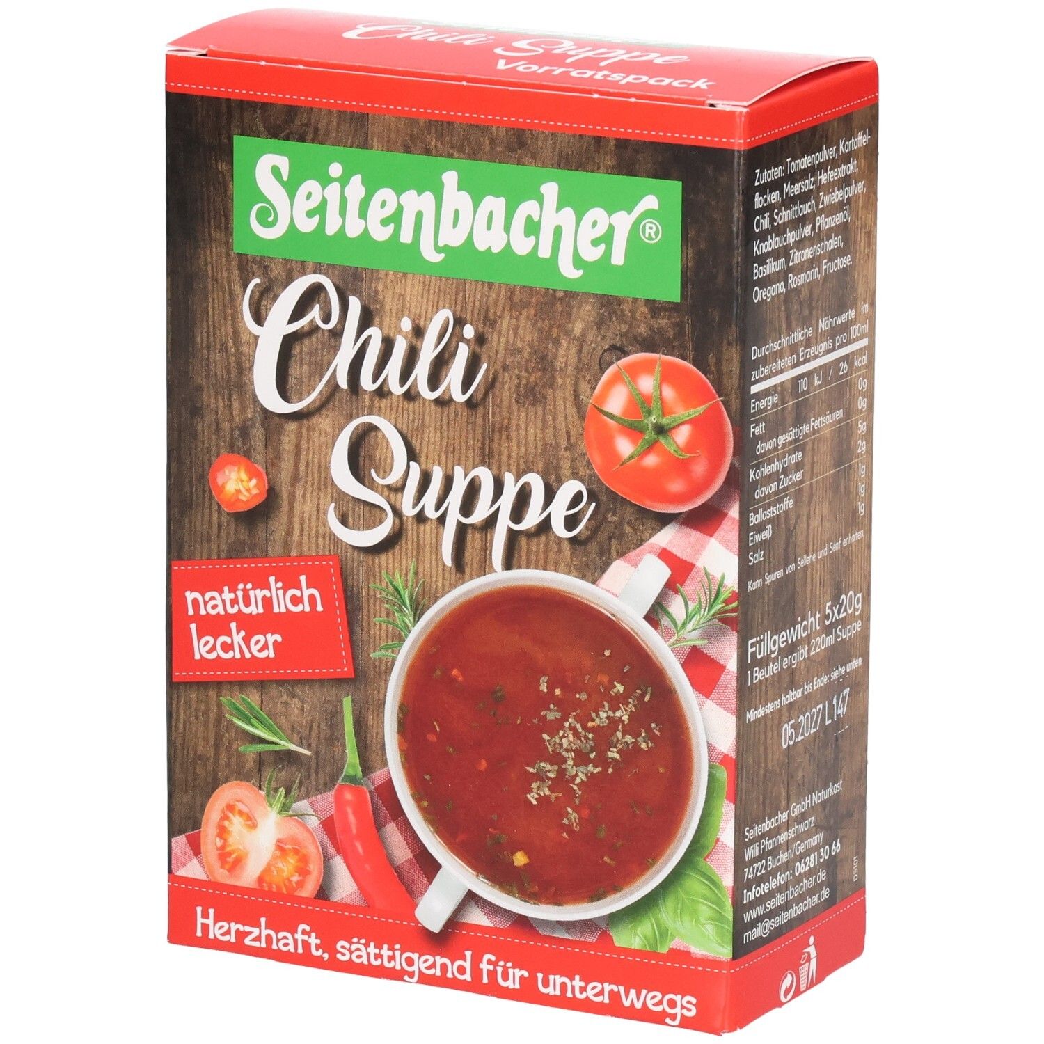 Seitenbacher Chili Suppe, 5x20g 5x20 g Pulver