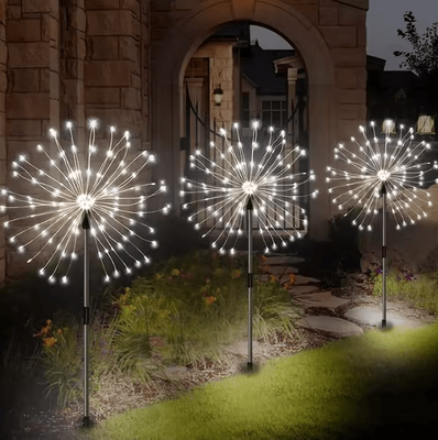 Inspire Curations LED Solar Firework Garden Light Outdoor Starburst Landscape Stake white 60led