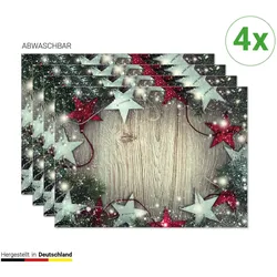 CoverYourDesk, Tischset, Tischset Weihnachtssterne in rot und silber