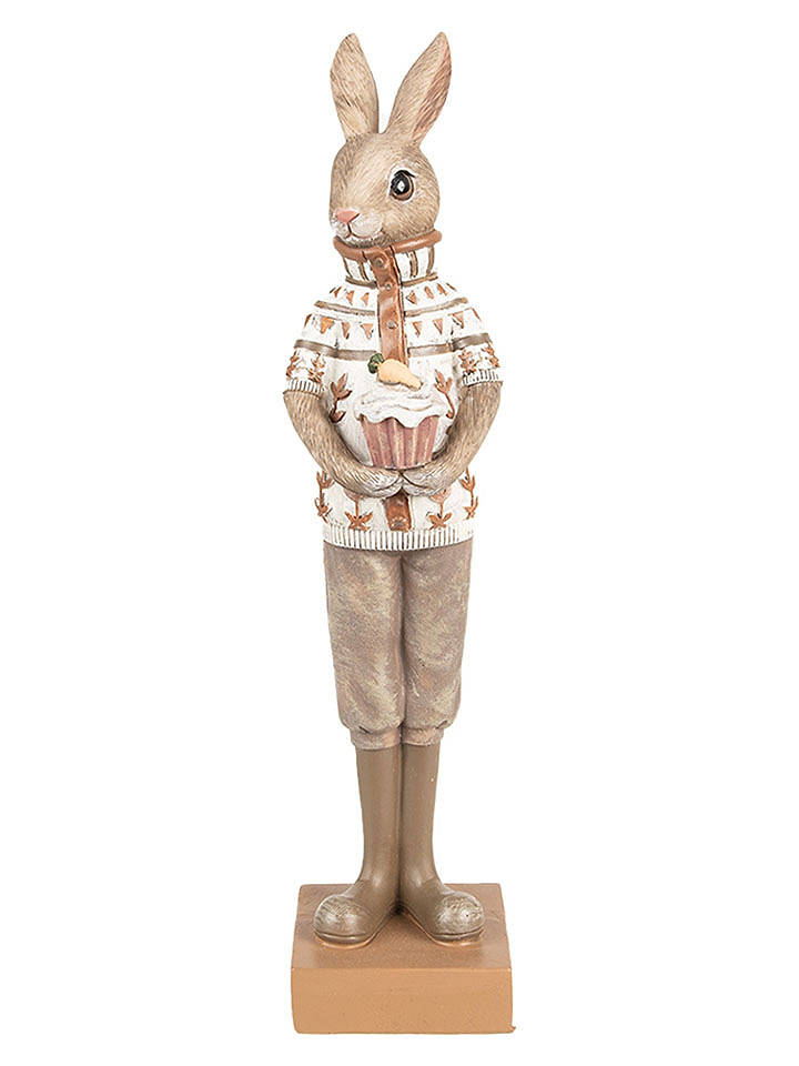 Clayre & Eef Dekofigur "Kaninchen" in Beige/ Weiß - (B)7 x (H)28 x (T)7 cm - onesize
