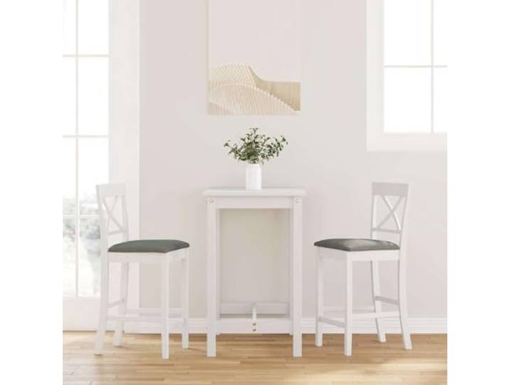 TEKGHUT Barhocker mit Kissen 2 STK. Weiß Massivholz Gummibaum Ergonomische Rückenlehne, Stoßfest, Langlebig, Esszimmer, Wohnzimmer