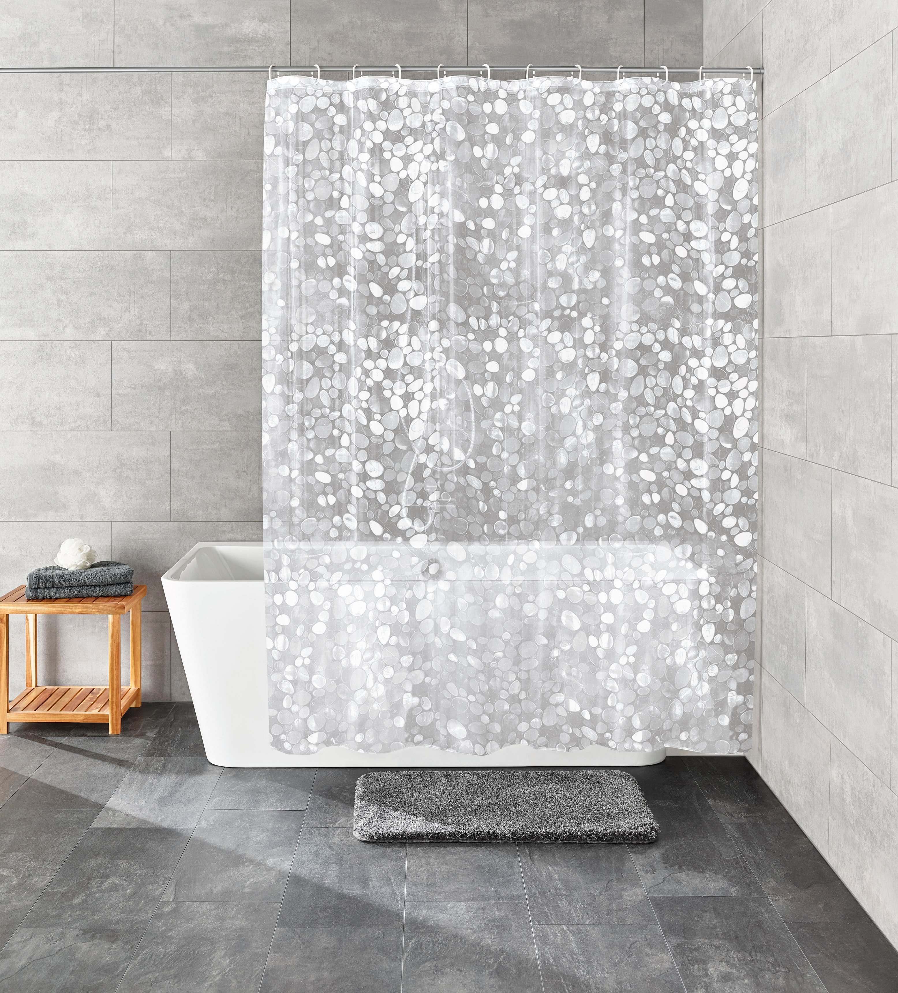 Duschvorhang KLEINE WOLKE "Cristallo", transparent (clear), B:180cm H:200cm, Polyethylen-Vinylacetat (PEVA), Duschvorhänge, Duschvorhang, inklusive Duschvorhangringe