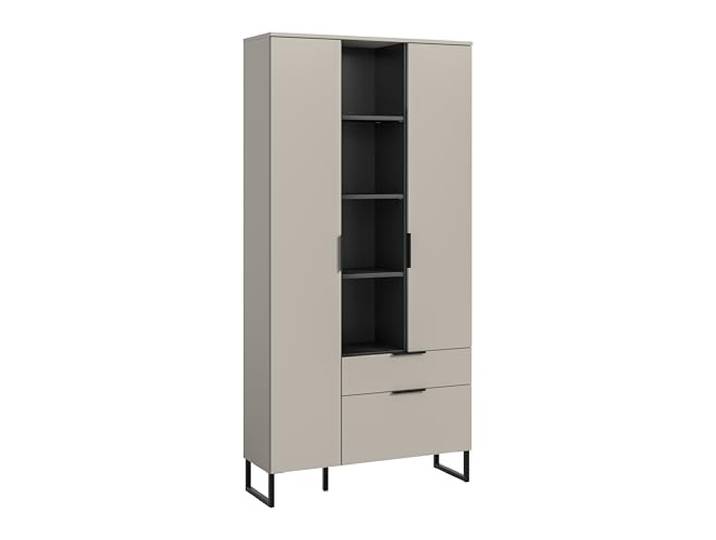 xonox.home – Stauraumtyp Noida 90x192x37 cm in Kaschmir Nachbildung und Schwarz – Vielseitiges Wohnmöbel mit großzügigem Stauraum – modern & funktional für Wohnräume
