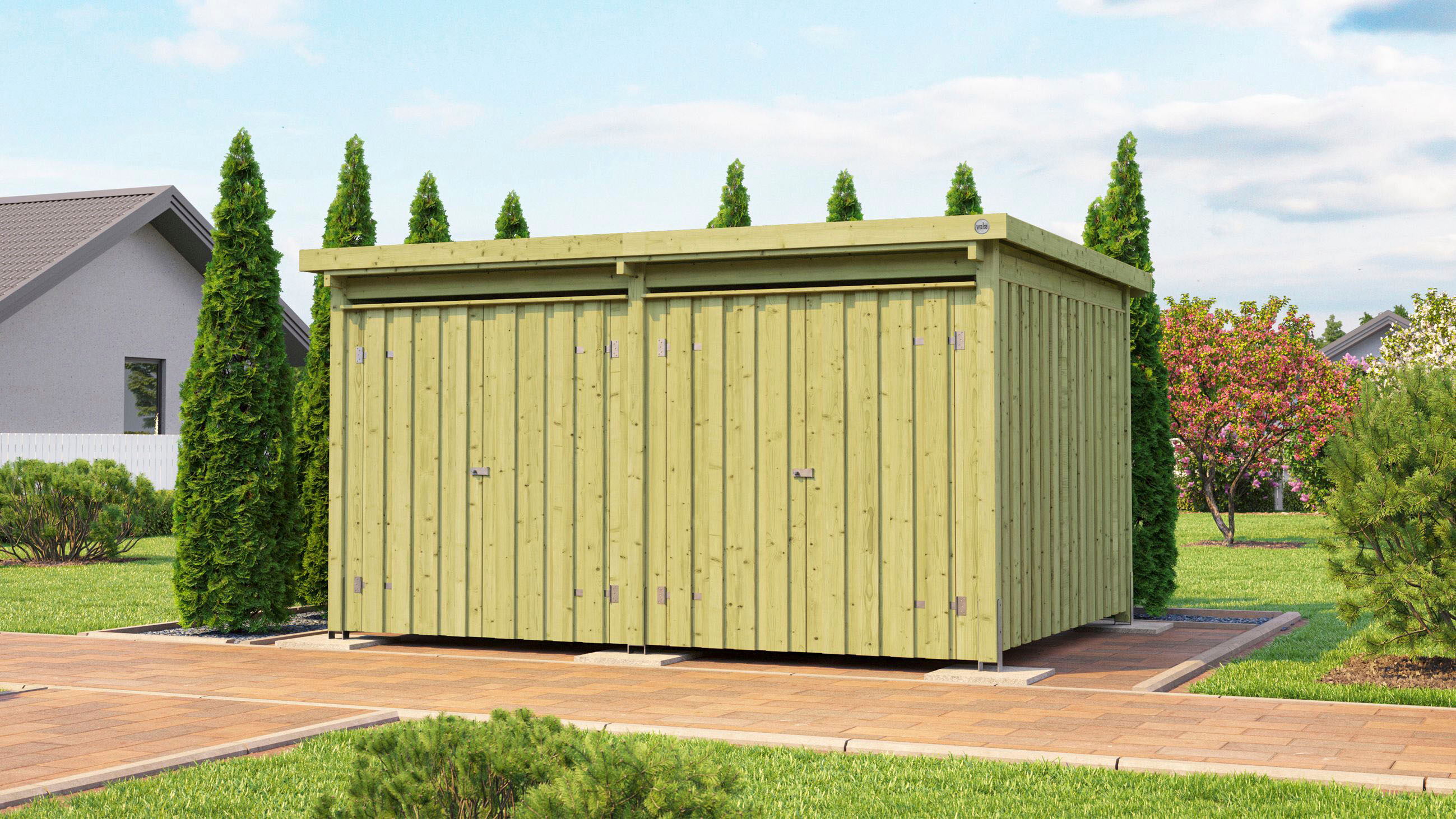 Gerätehaus WEKA "Lagerhaus 607 Variante 3" aus kesseldruckimprägnierten Nadelholz", braun (kesseldruckimprägniert), Massivholz, Gerätehäuser, Gerätehaus, Wände mit 2x20 mm Deckelschalung