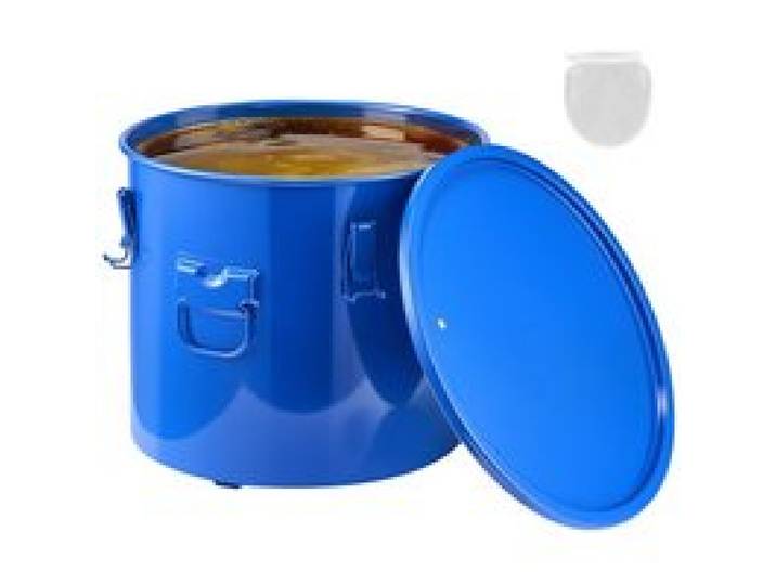 VEVOR Collecte Huile et Graisse Usagées, 37,8 L, Fut de Récupération d'Huile pour Friteuse en Acier au Carbone, Récipient d'Huile avec Couvercle, Pinces de Verrouillage, Sac Filtrant pour Cuisine Bleu