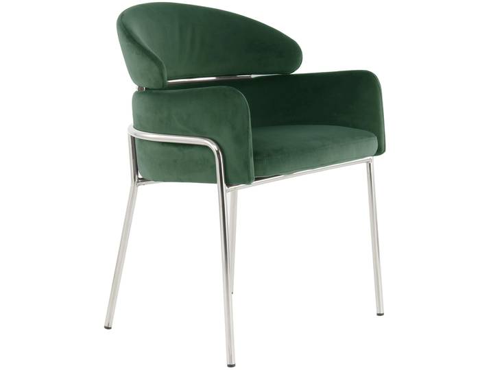 Polsterstuhl KAYOOM Stuhl Corey 125, komfortabler Stuhl,angesagter Retro-Look , grün (grün, silber), B:58cm H:79cm T:57cm, Sitz: Bezug 100% Polyester / Gestell: Edelstahl, Stühle, Polsterstuhl, samtweicher Bezug, pflegeleicht, sehr gemütlich, angesagter Retro-Look