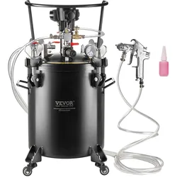 VEVOR Druckbehälter für Sprühfarbe, 30 L vollautomatischer Druckbehälter mit Rührfunktion, 70 psi einstellbarer Druck, Druckbehälter-Farbbehälter mit Spritzpistole und Schläuchen, für Malerei