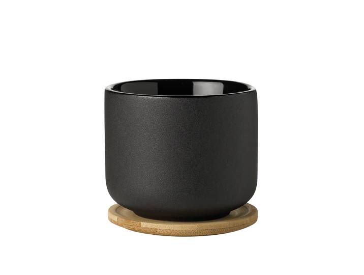 Stelton - Theo Thermo-Teebecher mit Untersetzer, 0,2 l, schwarz