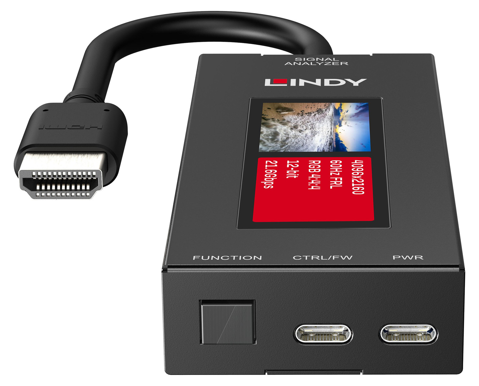 Lindy HDMI 8K60 signaalanalysator - Zwart
