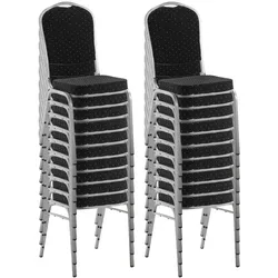 BIG Möbel GmbH Bankettstuhl GALA Schwarz 20er Set – Stapelbar, Silbernes Stahlgestell, 6 cm Polsterung