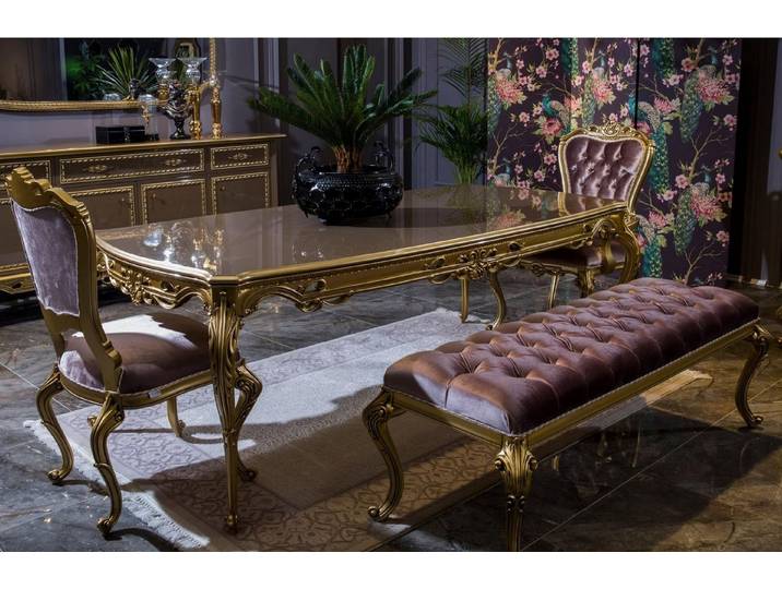 JVmoebel Esszimmer-Set Klassischer Esstisch aus Echt Holz mit Stühlen, Made in Europa