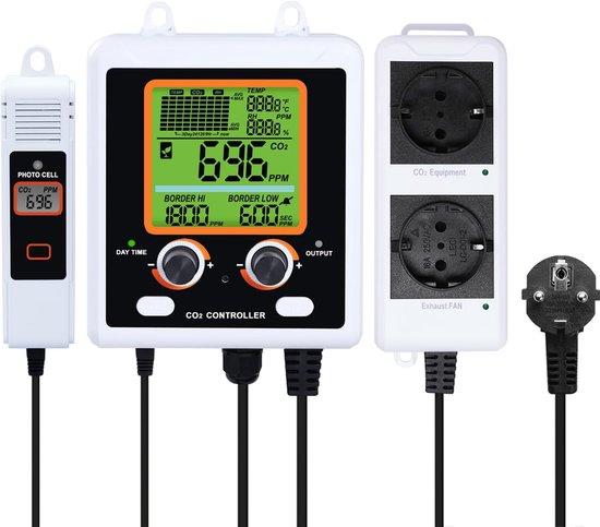 CO2-Regler mit zwei Ausgängen für Anbauraum, automatische Steuerung, NDIR-Sensorüberwachung, großes Display, Temperaturregelung, G